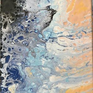 Abstract Blue and Gray Canvas Art